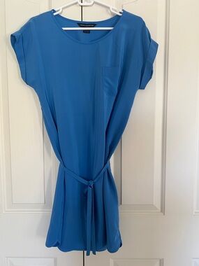French Connection Blue Mini Dress with Tie Waist